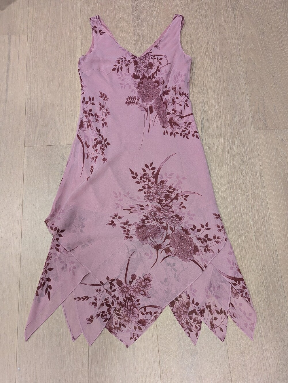 Y2K Mauve Floral V-Neck Slip Dress